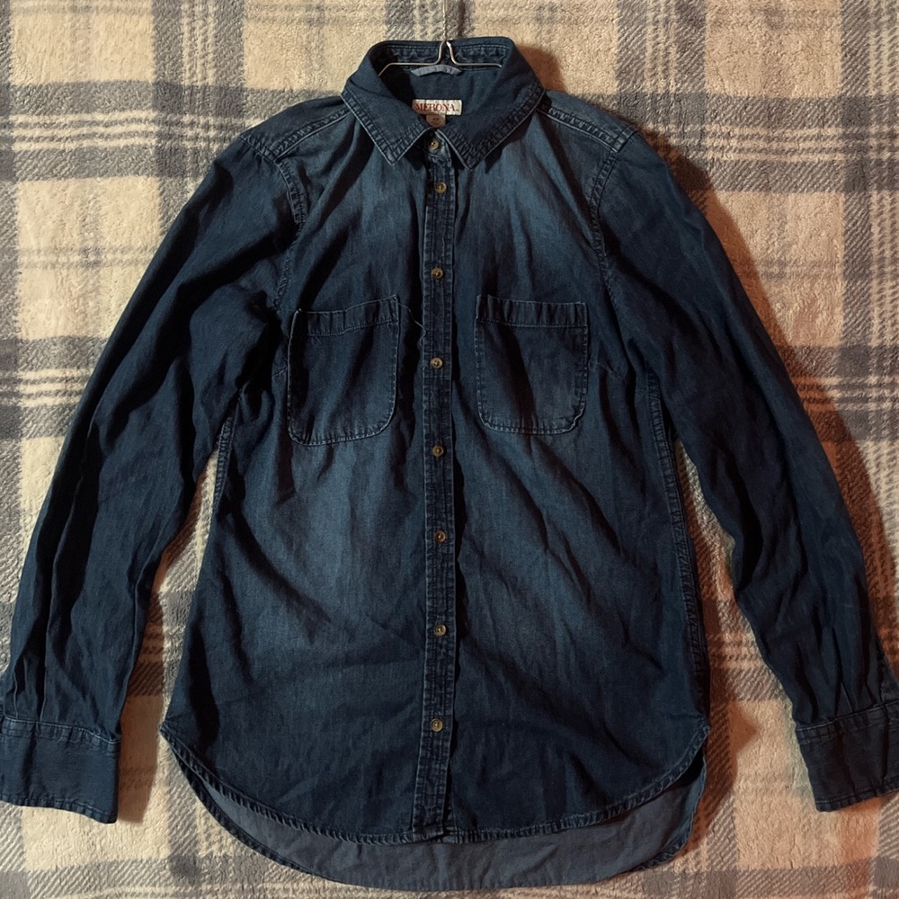 Dark denim button up blouse